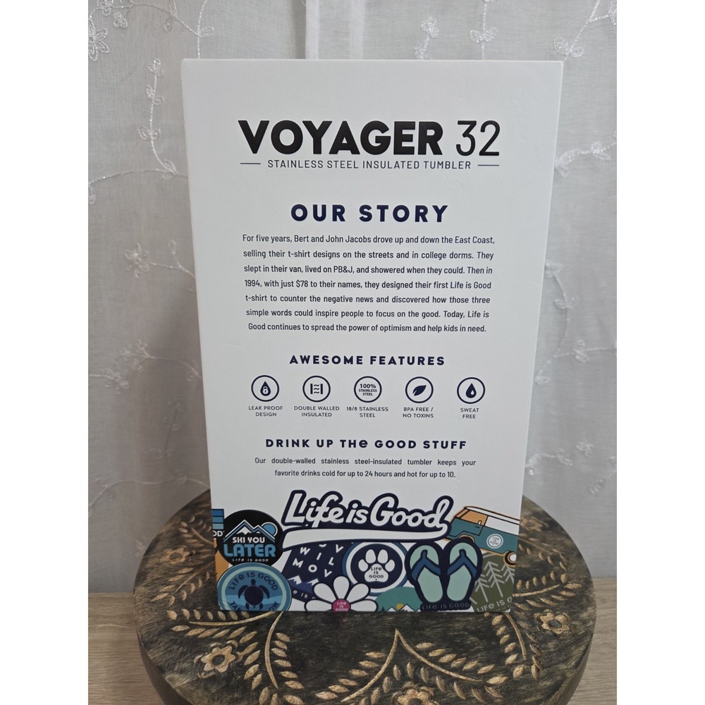 Life Is Good Voyager Tumbler 32oz Flowers New in Box - Picture 4 of 4